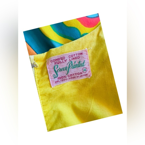 Vtg 60’s Mod Shift Floral Dress Screen Printed - Picture 4 of 4